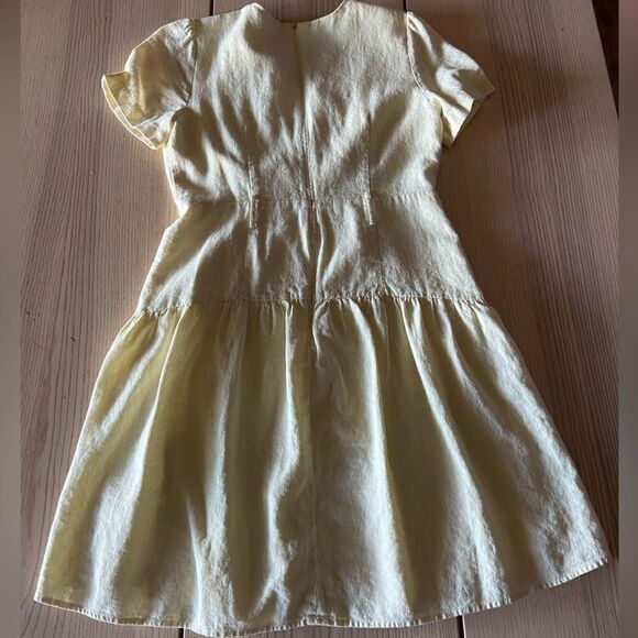 September Tiered Ruffled Structures pinup style yellow Dress Size M - Picture 5 of 6